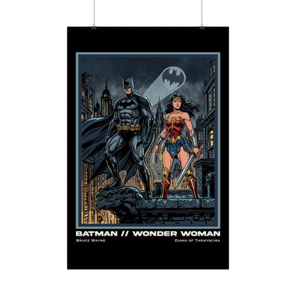Batman & Wonder Woman Cinematic Rolled Poster — Superhero Wall Art