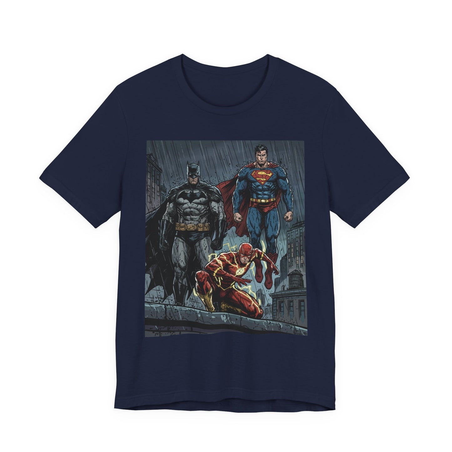 Superhero Team Graphic Tee — Batman, Superman & The Flash