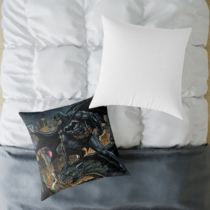 Batman Cityscape Square Poly Canvas Pillow