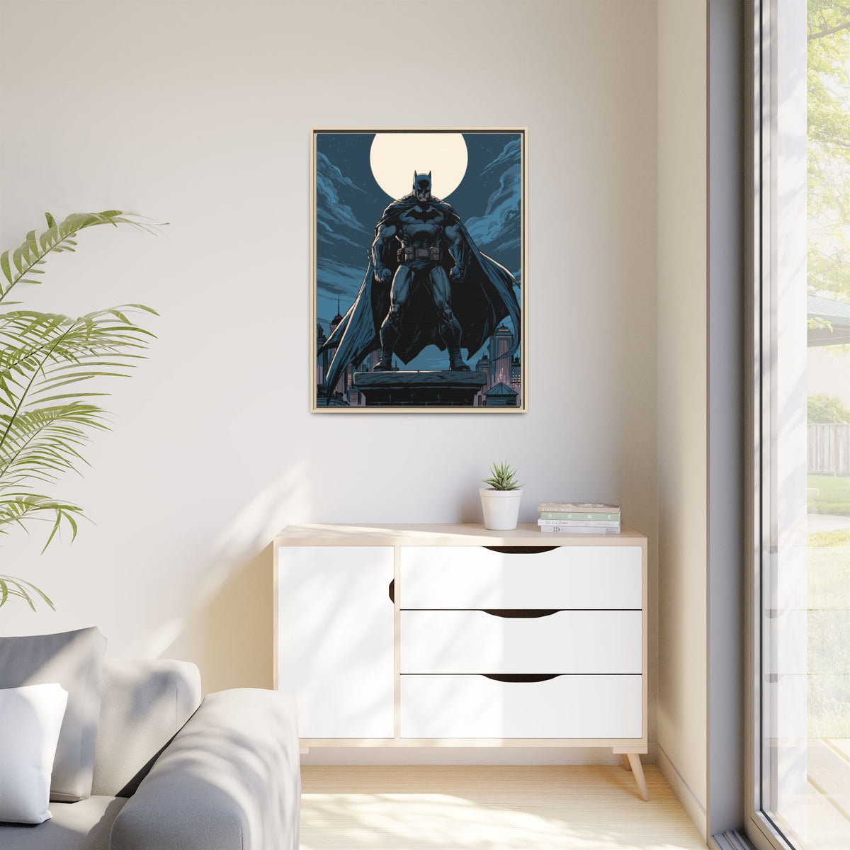 Batman Moonlit Matte Canvas Framed Print