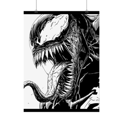 Venom Poster — Black & White Comic Art Rolled Print