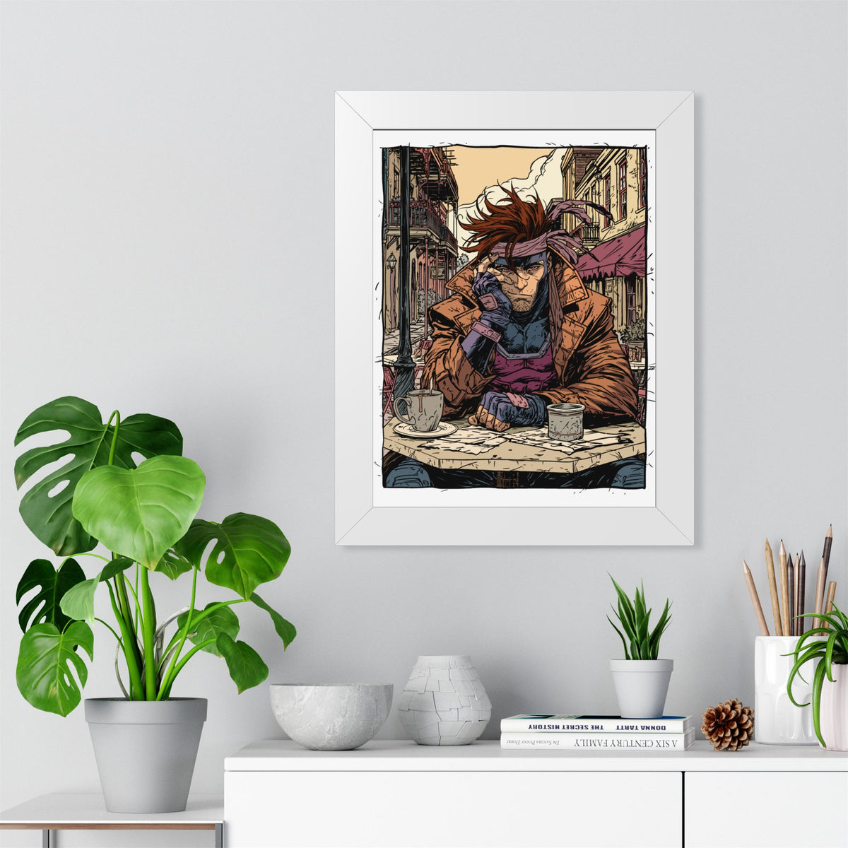 Gambit Framed Poster - Brooding Comic Cafe Art
