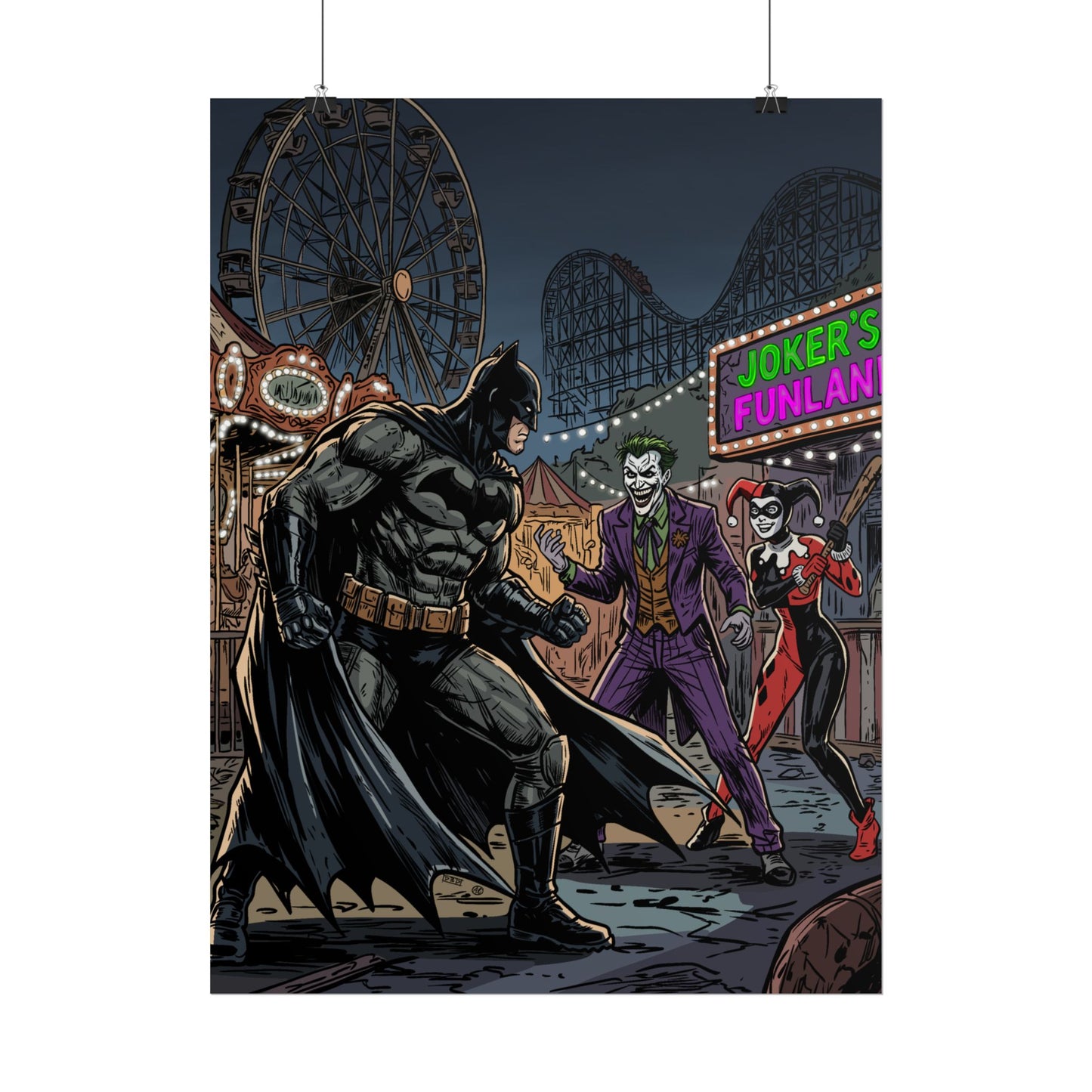 Batman vs Joker Carnival Poster – Rolled Comic Art Print