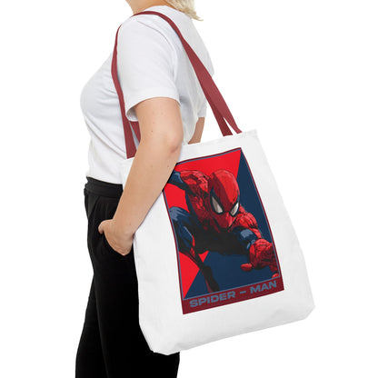 Spider-Man Graphic Tote Bag — Retro Red & Blue Comic Design