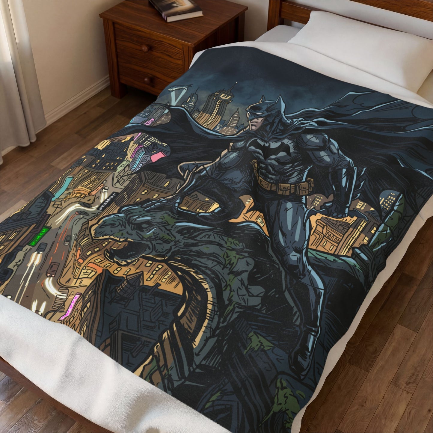 Batman Cityscape Velveteen Plush Blanket