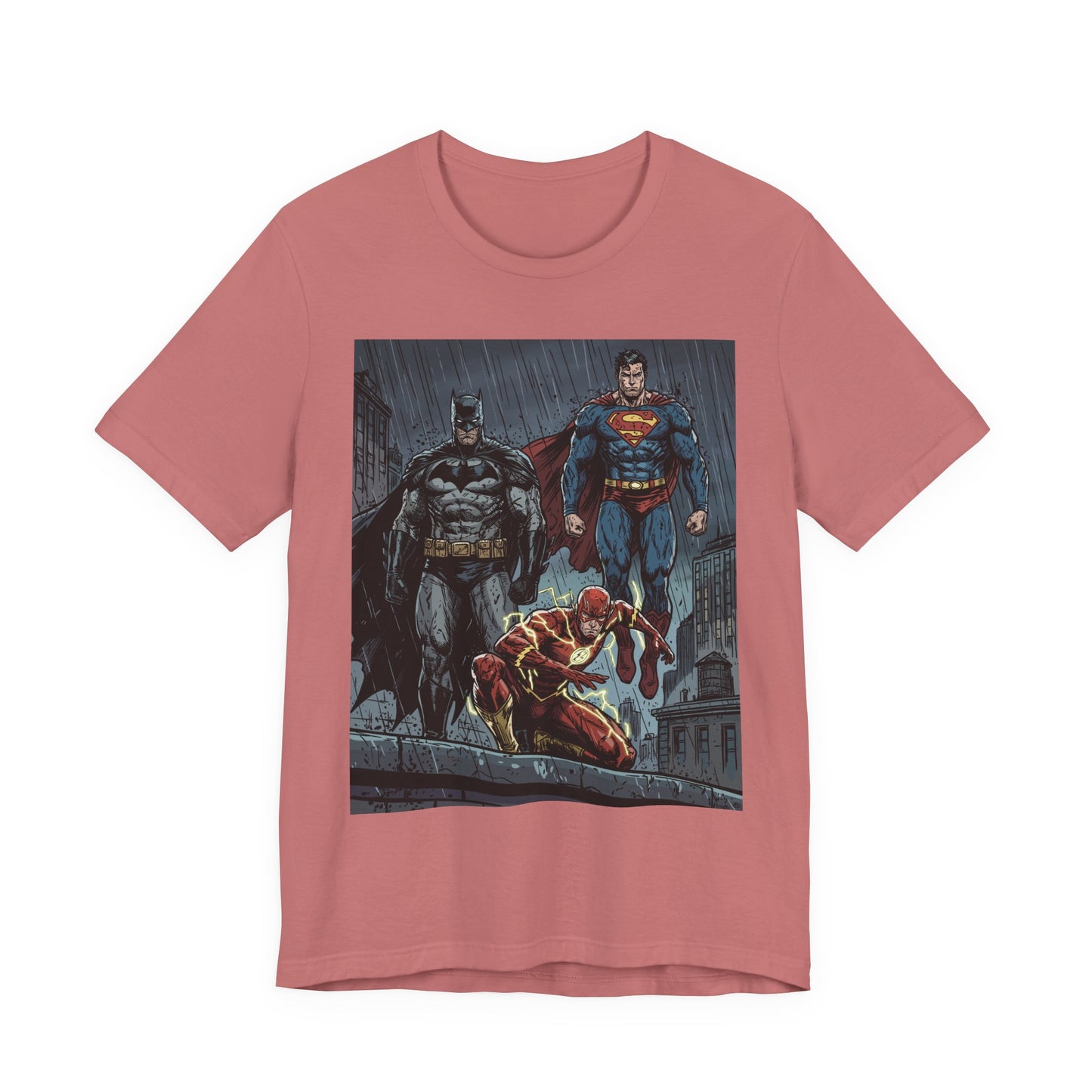 Superhero Team Graphic Tee — Batman, Superman & The Flash