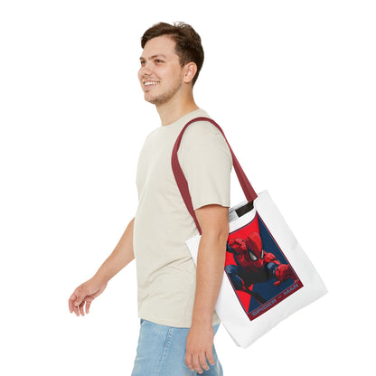 Spider-Man Graphic Tote Bag — Retro Red & Blue Comic Design