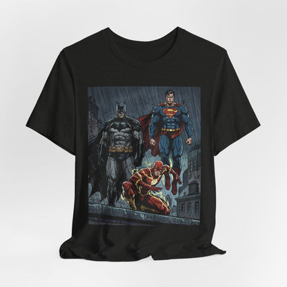 Superhero Team Graphic Tee — Batman, Superman & The Flash