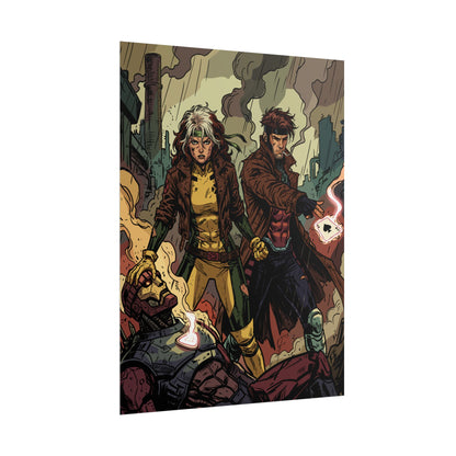 X-Men Comic Poster — Rogue & Gambit Rolled Art Print