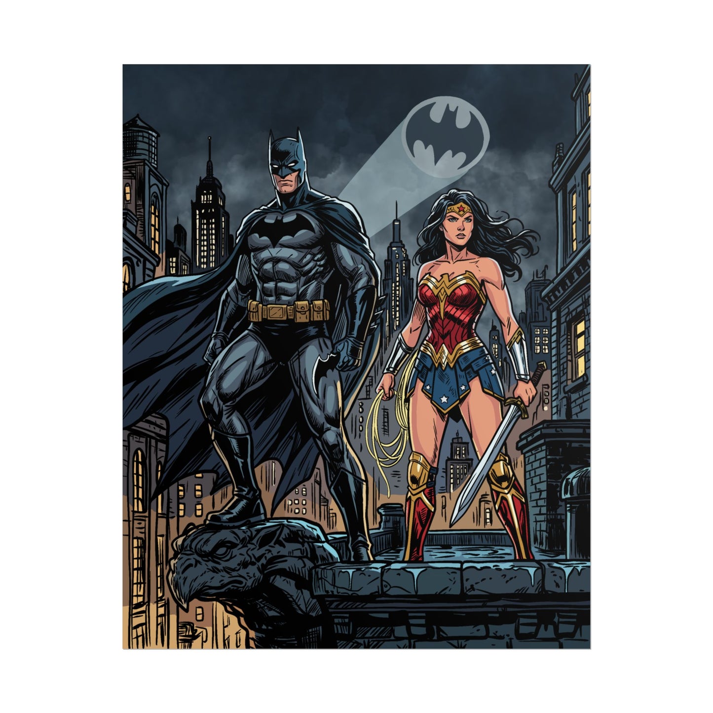 Batman & Wonder Woman City Night Poster