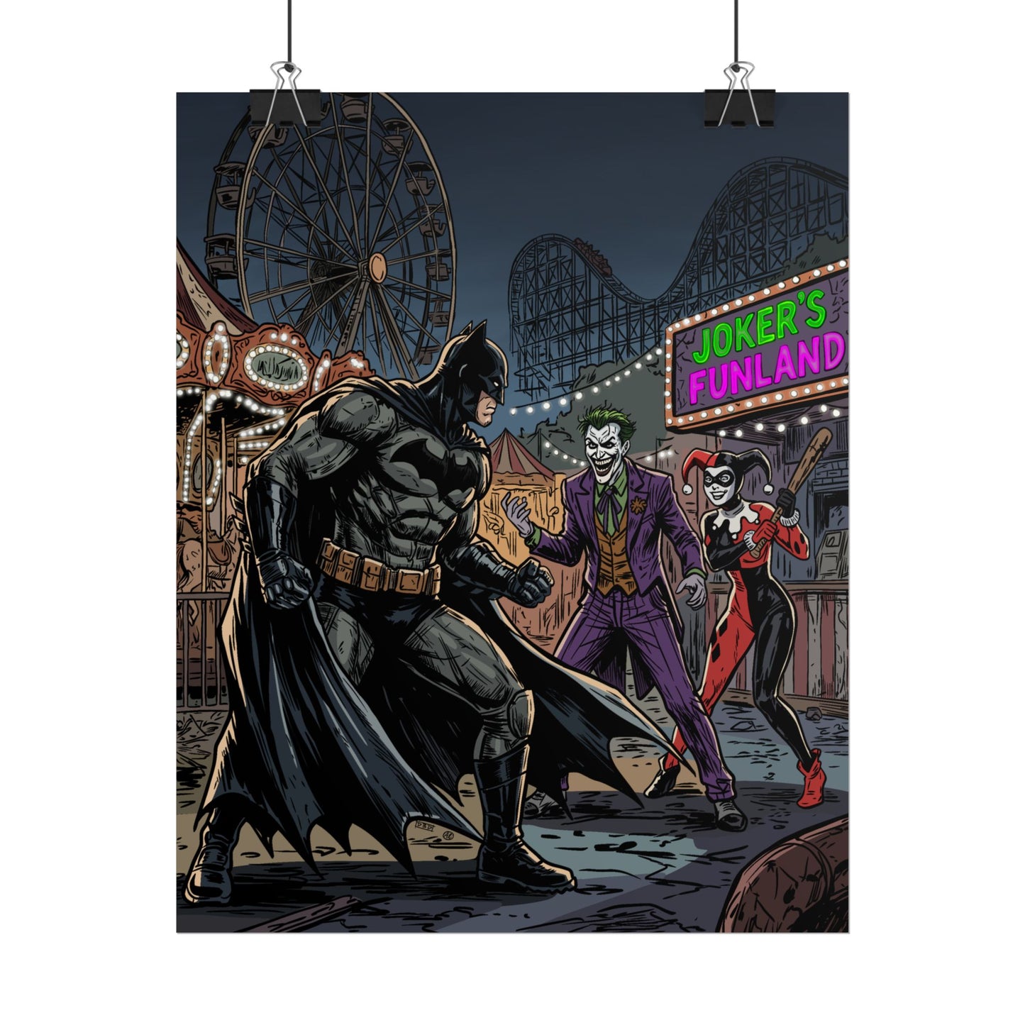 Batman vs Joker Carnival Poster – Rolled Comic Art Print