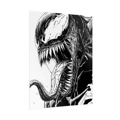 Venom Poster — Black & White Comic Art Rolled Print