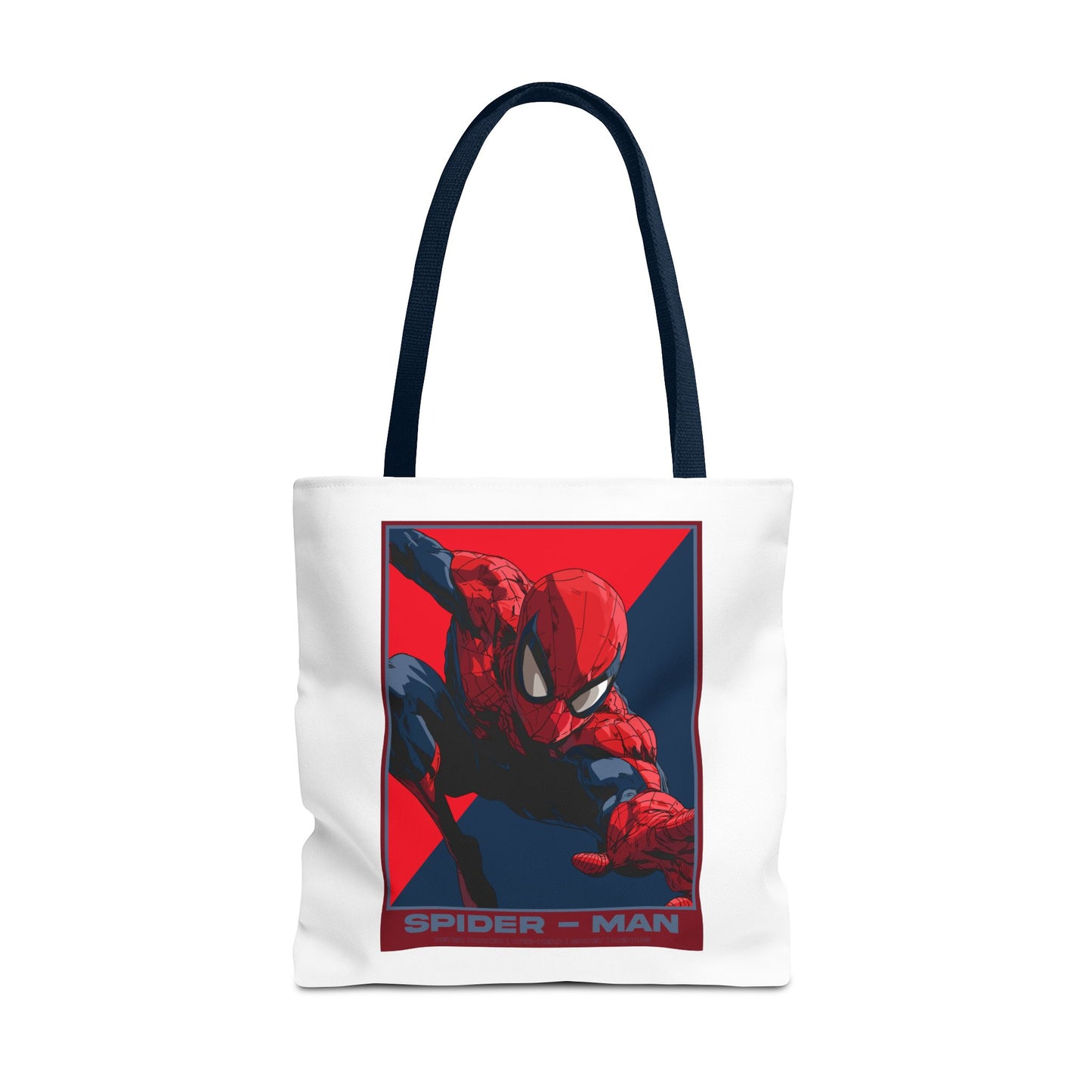 Spider-Man Graphic Tote Bag — Retro Red & Blue Comic Design