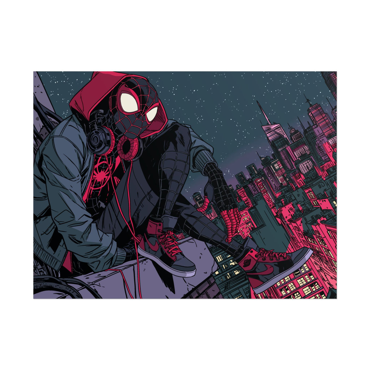 Spider-Verse Miles Morales Poster — Neon City