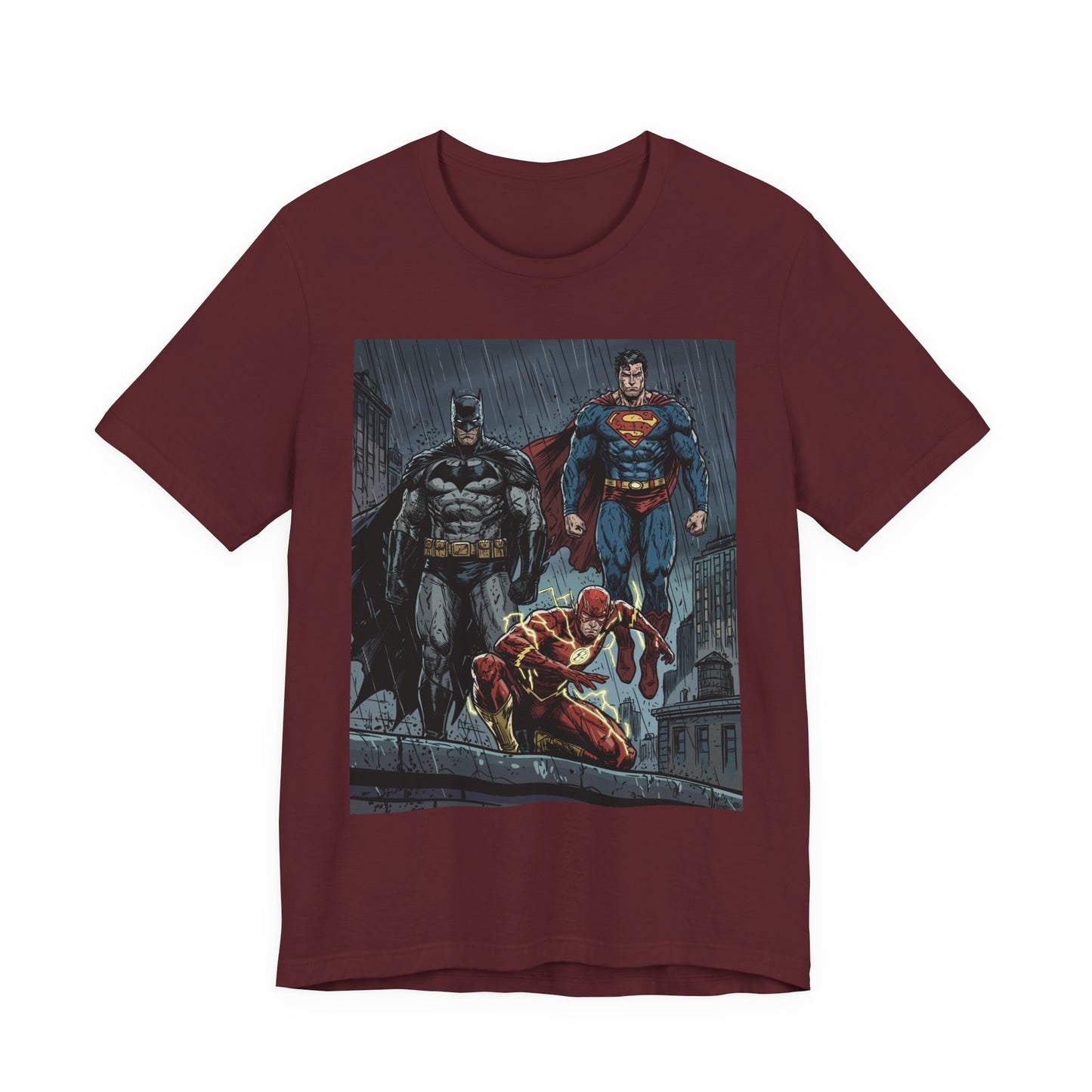 Superhero Team Graphic Tee — Batman, Superman & The Flash