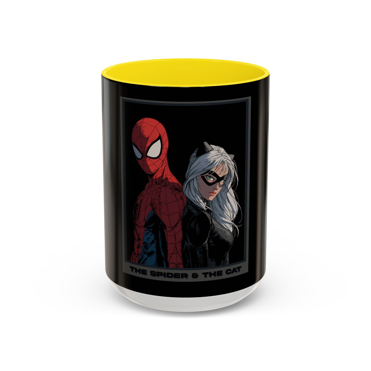 Spider & Cat Duo Accent Coffee Mug – Black 11/15oz