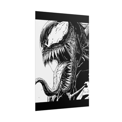 Venom Poster — Black & White Comic Art Rolled Print