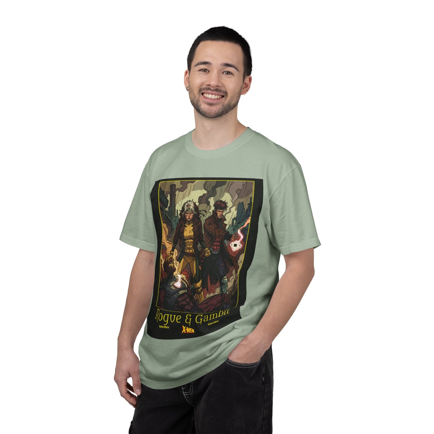 Rogue & Gambit Graphic T-Shirt — Comic Art Mutant Duo Tee