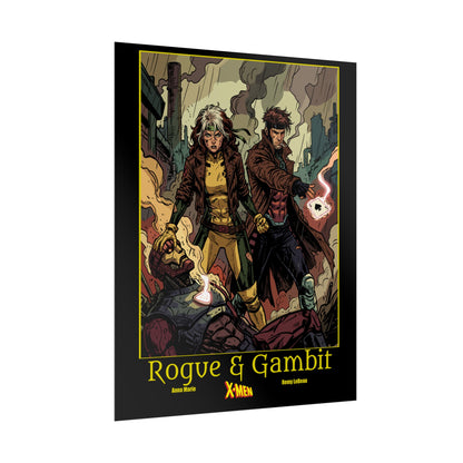 X-Men Rogue & Gambit Poster — Retro Comic Rolled Poster