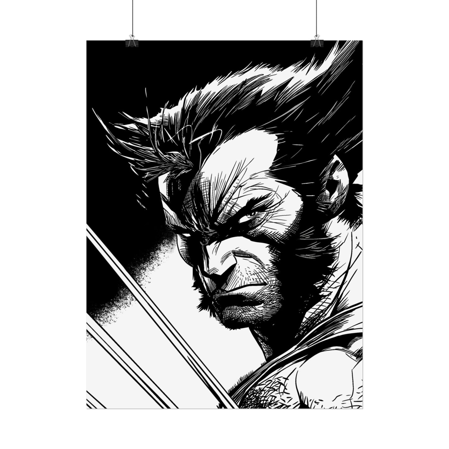 Wolverine Black & White Comic Art Poster