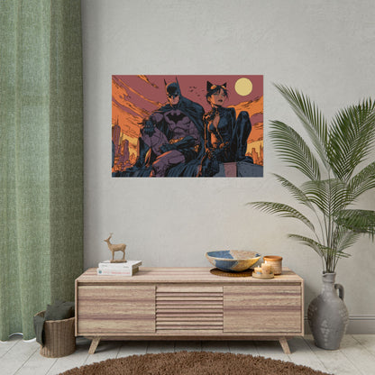 Batman & Catwoman Landscape Art Poster