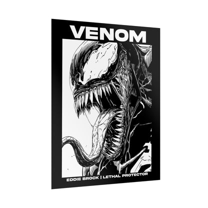 Venom Rolled Poster — Eddie Brock Lethal Protector Black & White Art