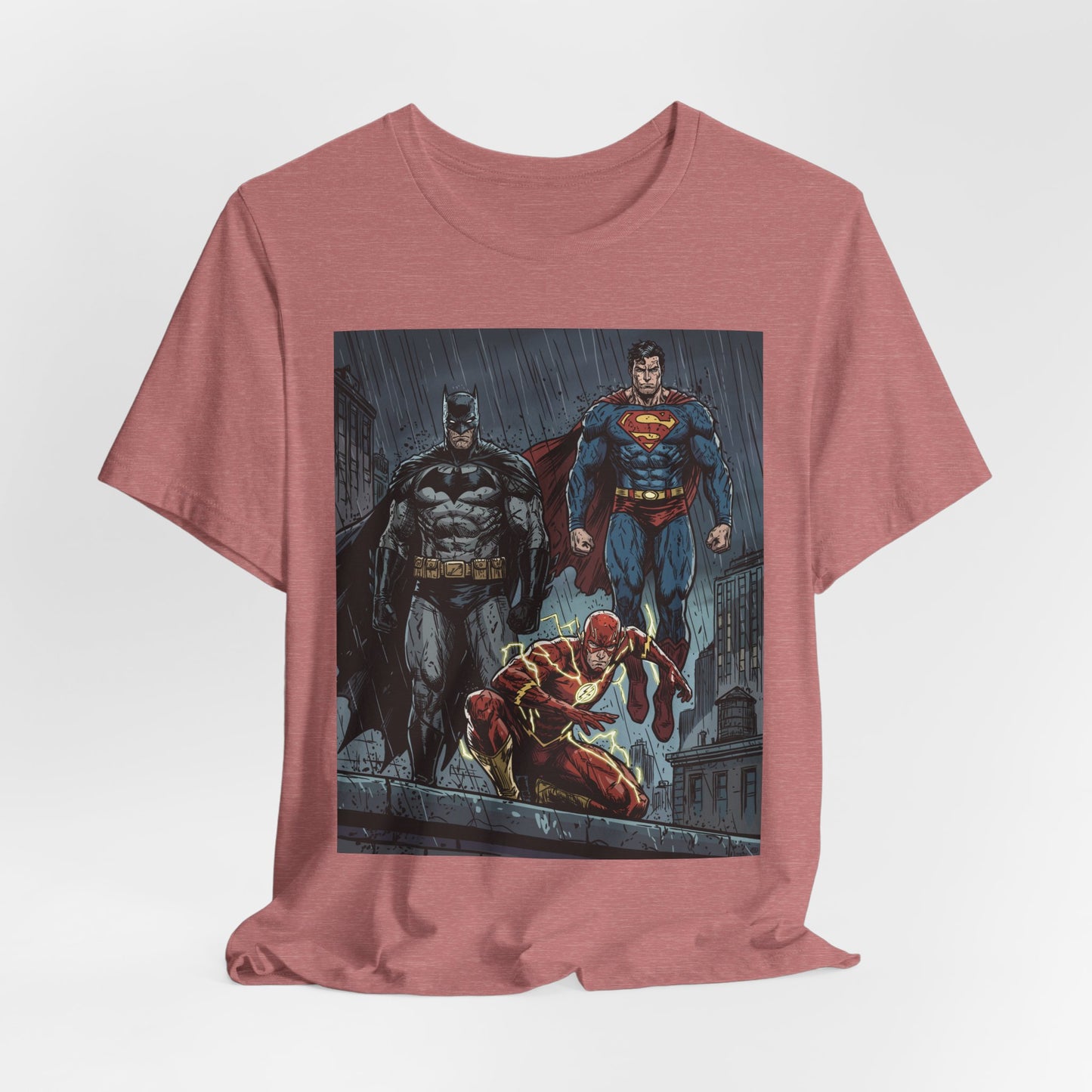 Superhero Team Graphic Tee — Batman, Superman & The Flash