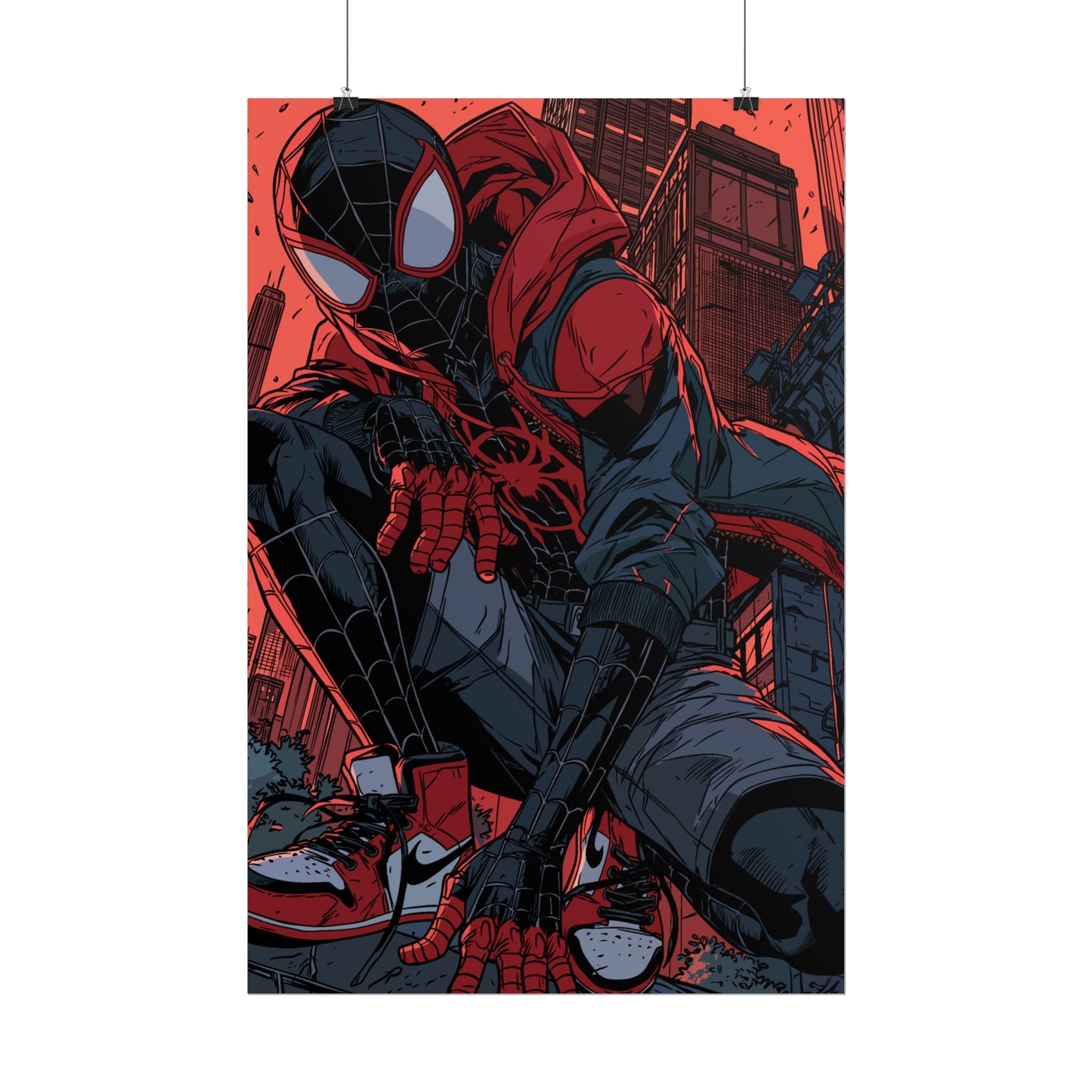 Spider-Man Miles Morales Poster – Red & Black Comic Art Rolled Poster