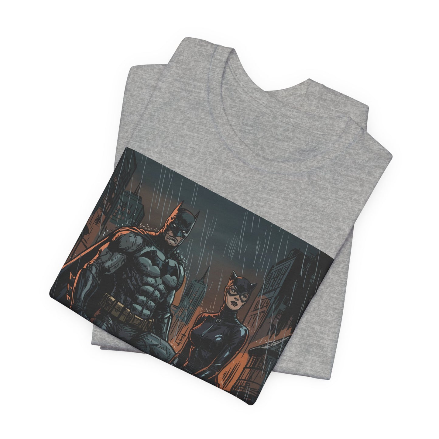 Batman & Catwoman Rain Night T‑Shirt