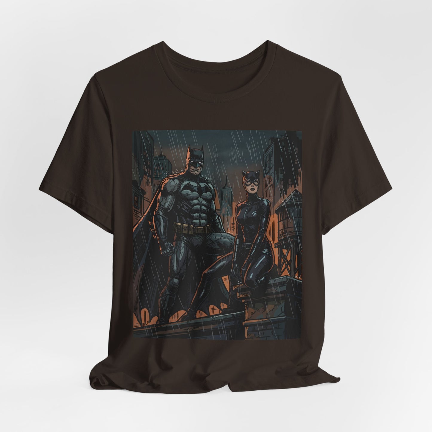 Batman & Catwoman Rain Night T‑Shirt