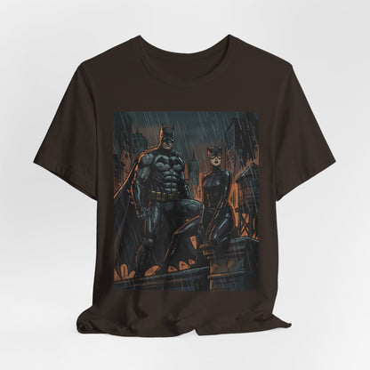 Batman & Catwoman Rain Night T‑Shirt