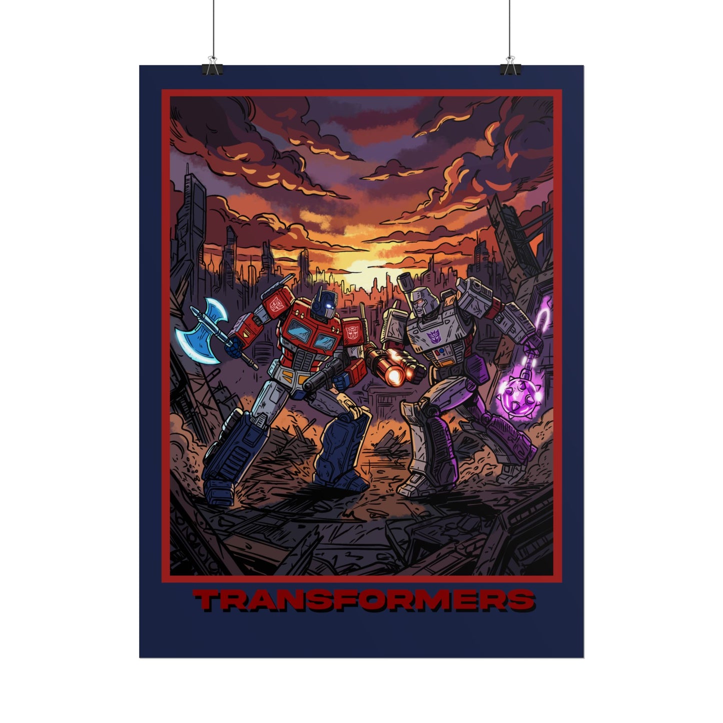 Transformers Optimus vs Megatron Cinematic Poster