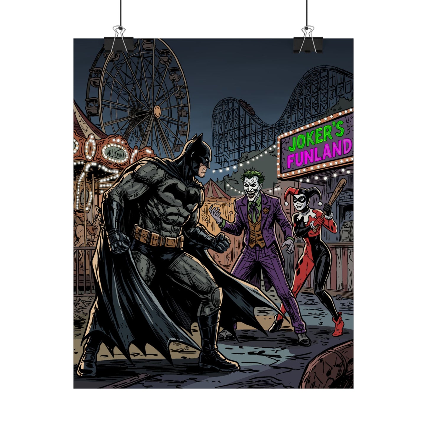Batman vs Joker Carnival Poster – Rolled Comic Art Print
