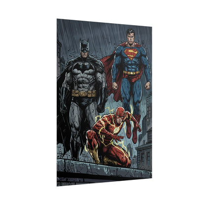 Superhero Trio Rolled Poster — Batman, Superman & The Flash