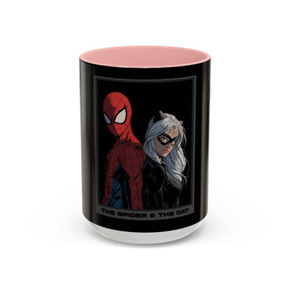 Spider & Cat Duo Accent Coffee Mug – Black 11/15oz