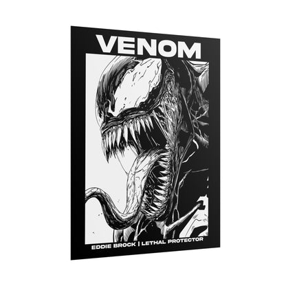 Venom Rolled Poster — Eddie Brock Lethal Protector Black & White Art