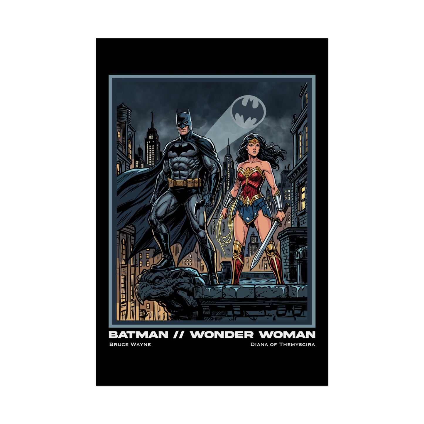 Batman & Wonder Woman Cinematic Rolled Poster — Superhero Wall Art