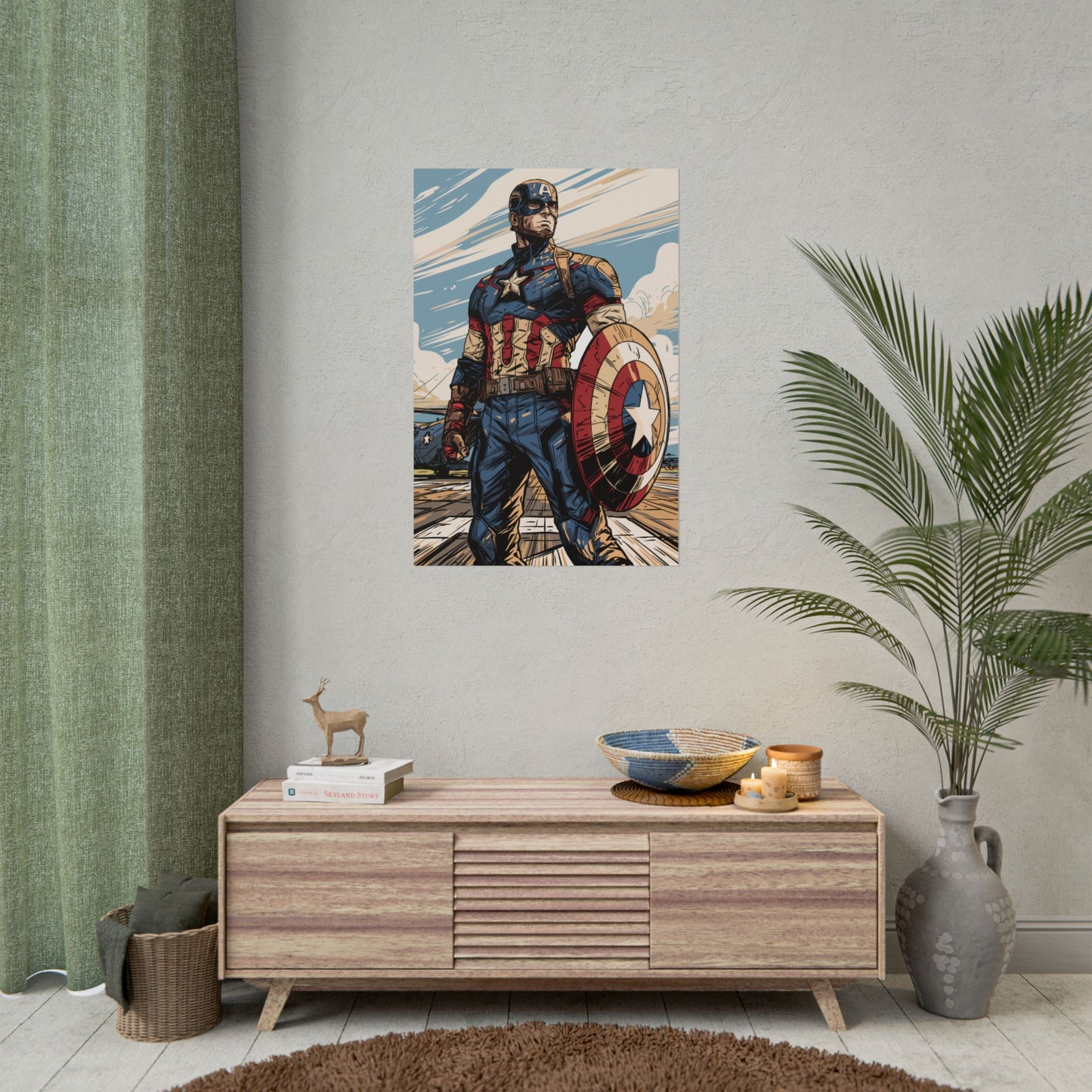 Captain America Retro Art Poster — Rolled Superhero Wall Print