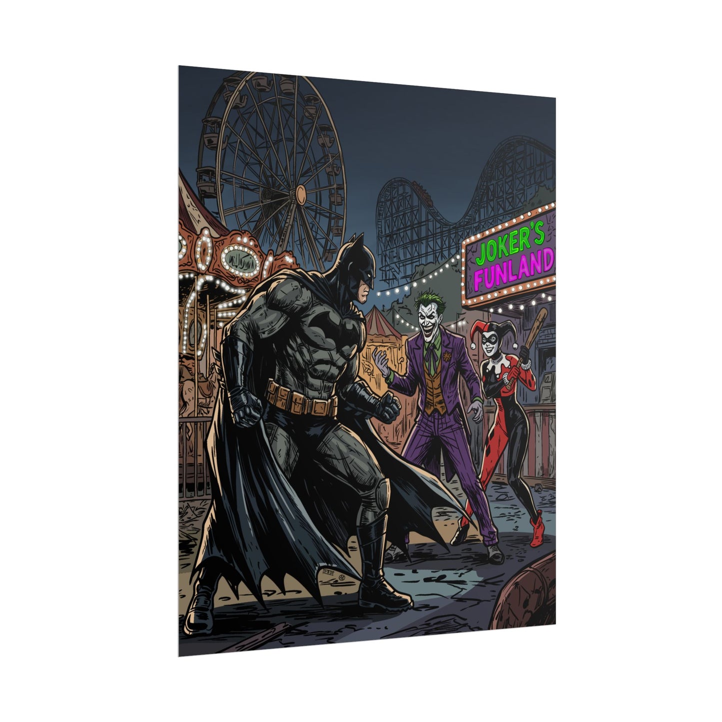 Batman vs Joker Carnival Poster – Rolled Comic Art Print
