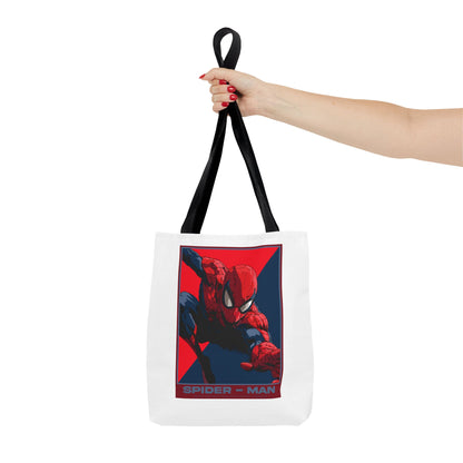 Spider-Man Graphic Tote Bag — Retro Red & Blue Comic Design