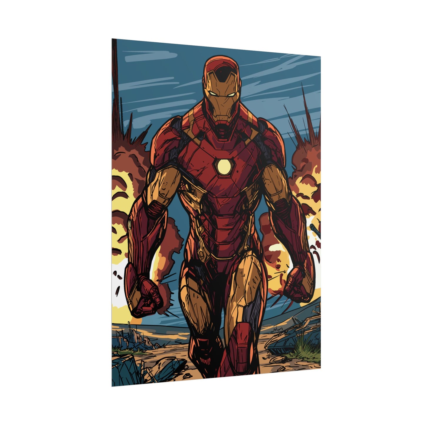 Iron Man Comic Art Poster — Rolled Superhero Wall Print