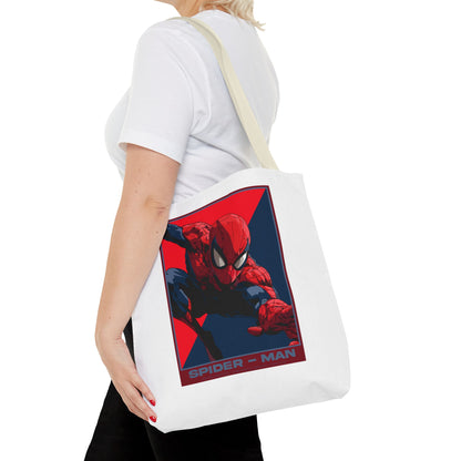Spider-Man Graphic Tote Bag — Retro Red & Blue Comic Design