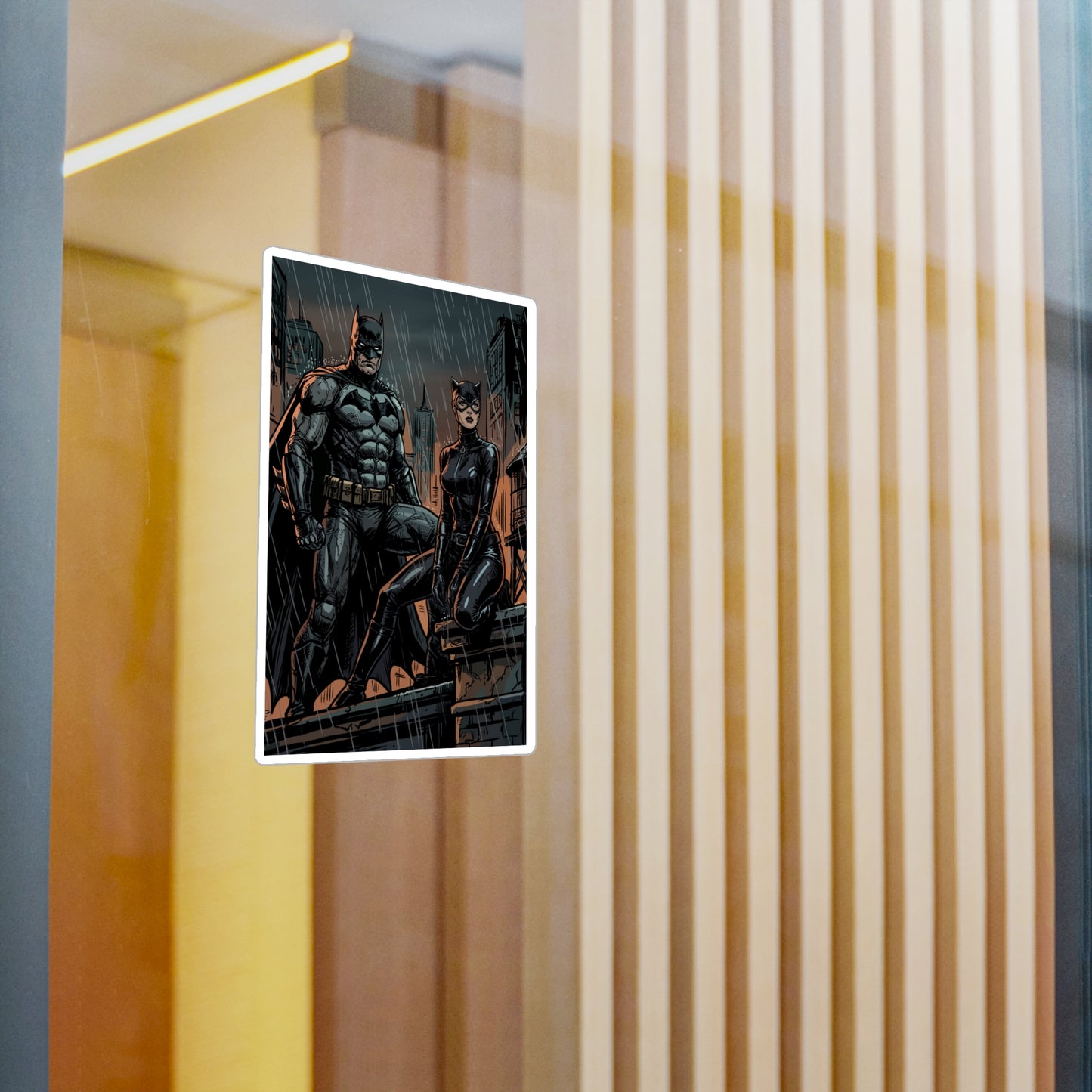 Batman & Catwoman Rainy Night Vinyl Sticker