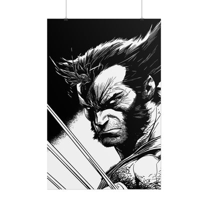 Wolverine Black & White Comic Art Poster