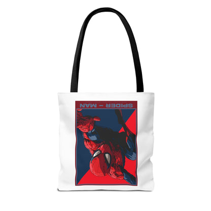 Spider-Man Graphic Tote Bag — Retro Red & Blue Comic Design