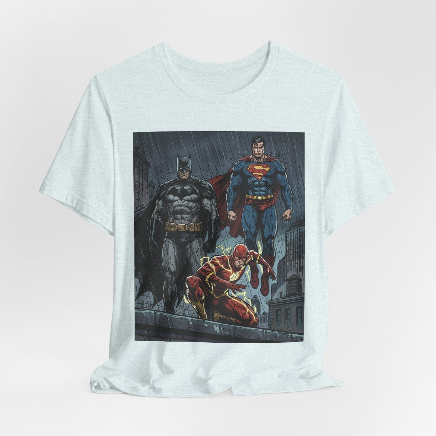 Superhero Team Graphic Tee — Batman, Superman & The Flash