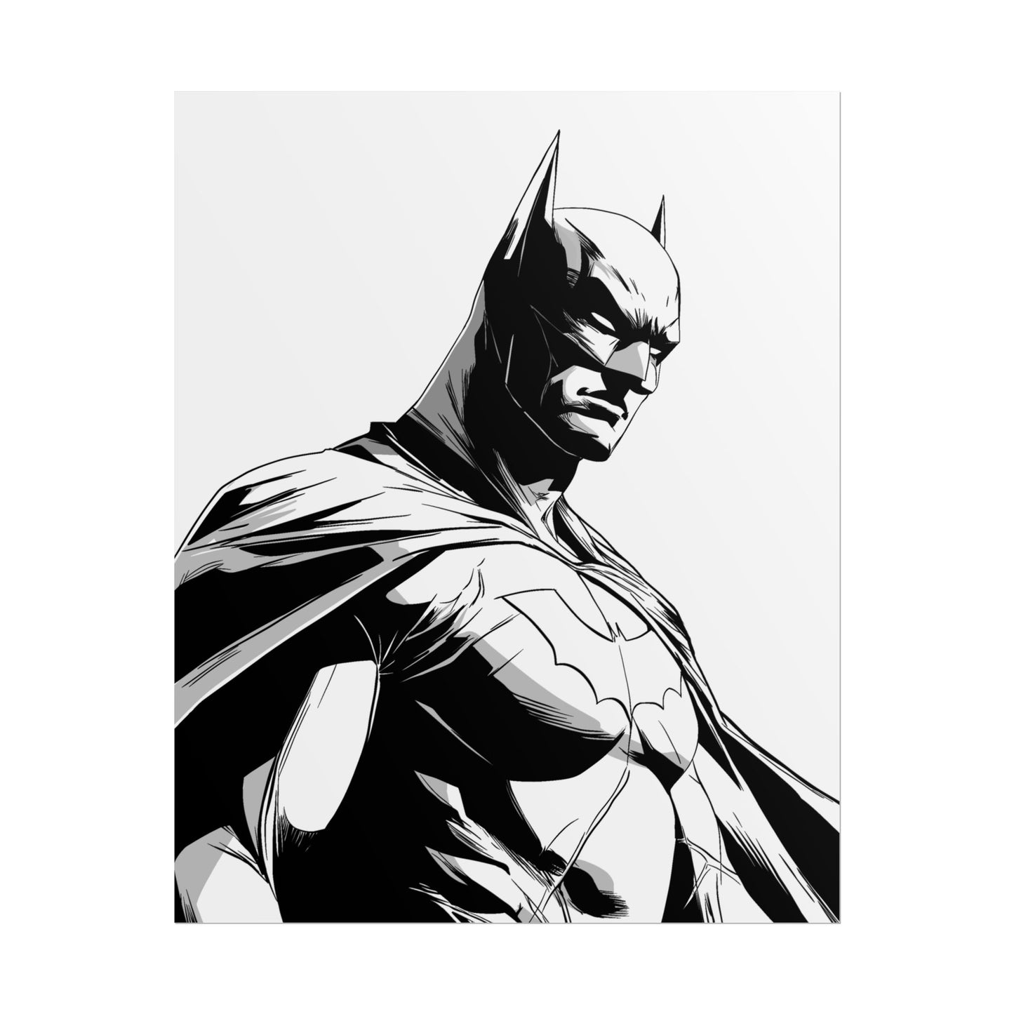 Batman Black & White Rolled Poster — Superhero Wall Art Print