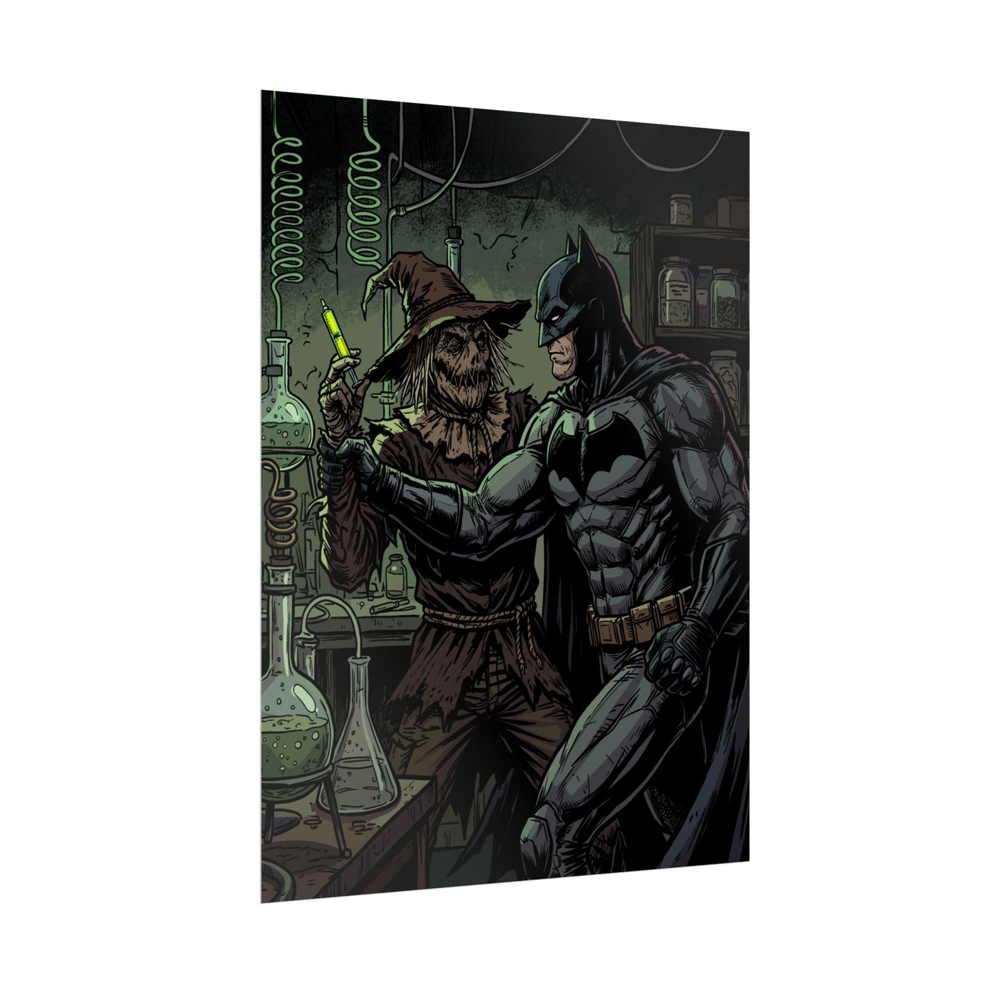 Batman & Scarecrow Poster — Dark Comic Book Art, Horror Superhero Wall Decor