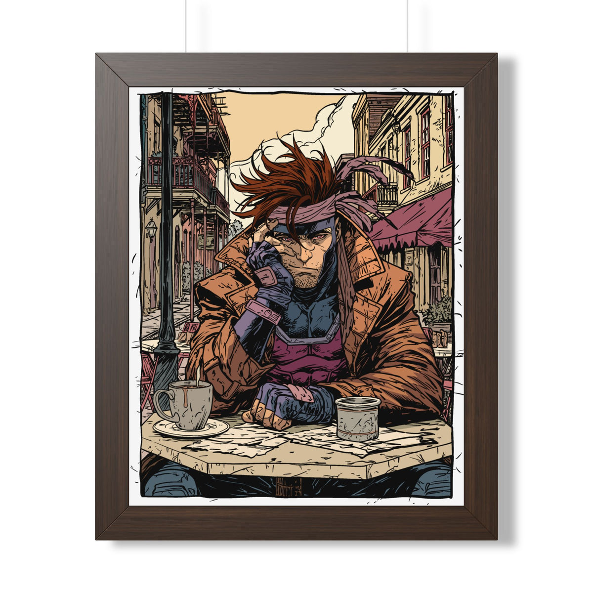 Gambit Framed Poster - Brooding Comic Cafe Art