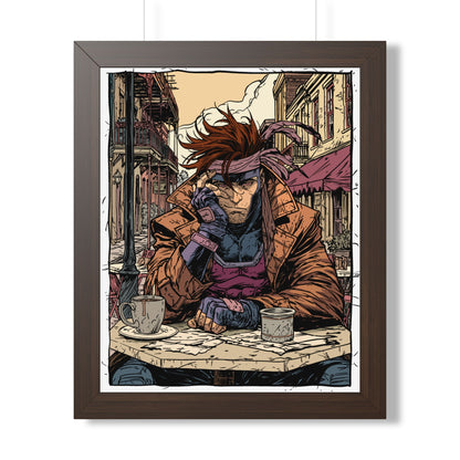 Gambit Framed Poster - Brooding Comic Cafe Art